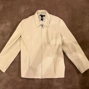 Dialogue Butter White Leather Jacket